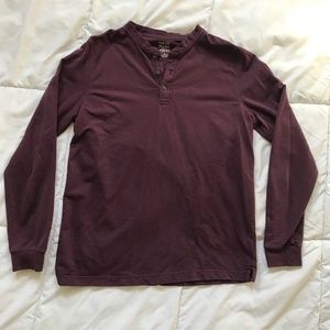 Jos. A. Bank Dark Red Henley Long Sleeved Shirt - Medium - Tailored Fit